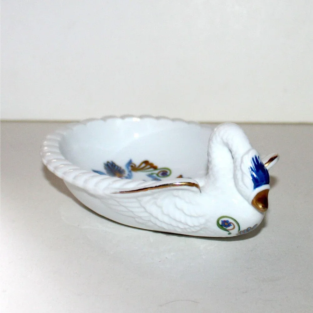 Elizabeth Arden Orient Express Soap Dish Porcelain Swan blue gold Japan